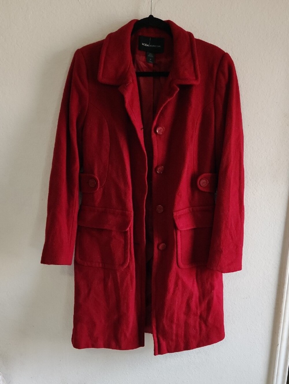 Vintage Y2k Moda International (Victoria’s Secret) 100% Wool Red Car Coat - Picture 4 of 5